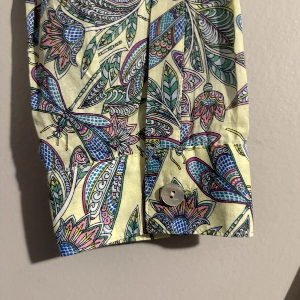 J.Jill Whimsical Dragonflies Multicolor Button Up Blouse Women’s M Collared - Picture 12 of 14